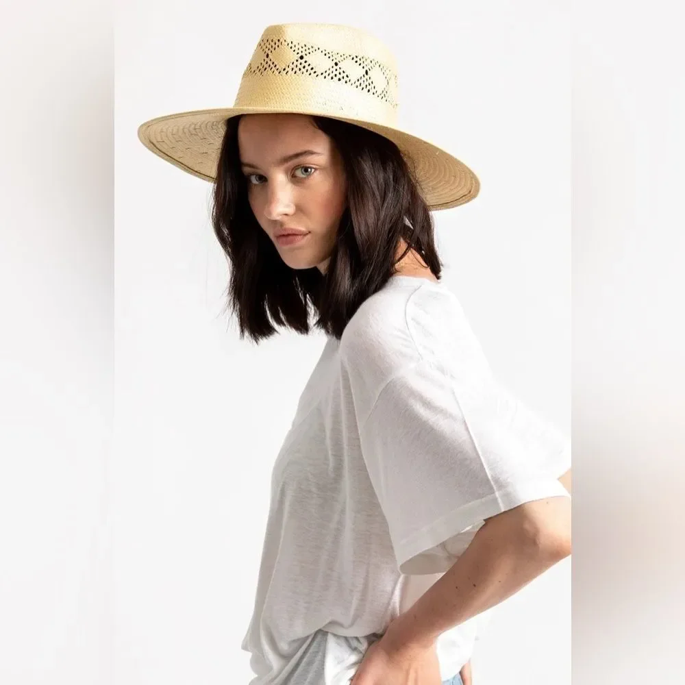 Brixton Joanna IV Natural Straw Hat Sz 7 / S (fits M) Vacation Sprint Break Boho